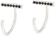 💎 stunning black crystal half hoop earrings: 925 sterling silver, cz diamond studs, hypoallergenic, perfect for women and girls with sensitive ears logo