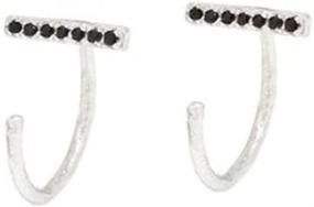 img 3 attached to 💎 Stunning Black Crystal Half Hoop Earrings: 925 Sterling Silver, CZ Diamond Studs, Hypoallergenic, Perfect for Women and Girls with Sensitive Ears