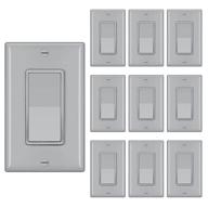 🔌 10 pack - bestten single pole decorator wall light switches with wallplate, 15a 120/277v, on/off rocker paddle interrupter, ul listed, gray логотип