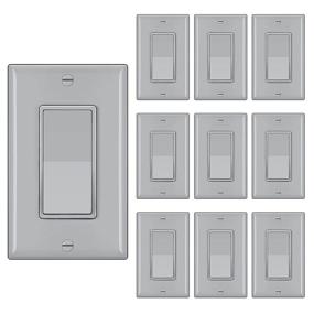 img 4 attached to 🔌 10 Pack - BESTTEN Single Pole Decorator Wall Light Switches with Wallplate, 15A 120/277V, On/Off Rocker Paddle Interrupter, UL Listed, Gray