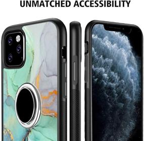 img 1 attached to Чехол для iPhone 11 Pro Max цвета шикарного мрамора и черного цвета с кольцом для крепления и подставкой для стойки, вращением на 360 градусов - премиум дизайн для максимальной защиты и функциональности.