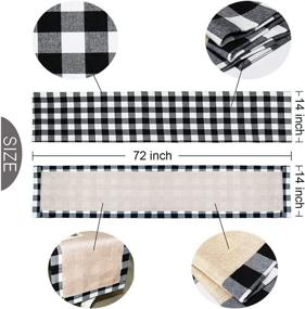 img 3 attached to 🎄 Yodofol Cotton & Burlap Buffalo Checkered Table Runner: Christmas Black and White Plaid Design - Ideal for Family Dinners, Gatherings, and Everyday Use (Black Plaid, 14 x 72 inch)