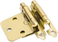 🔩 goldenwarm overlay cabinet hinges (20 pairs/40 units) - brushed brass flush mount sch30bb gold decorative hinges for cabinets, bathrooms, and cupboards logo