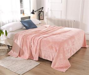 img 4 attached to 🌸 HT&PJ Fleece Throw Blanket: Luxurious Pink Flannel Microfiber Velvet - Cozy, Lightweight, & Warm (50 X 60")