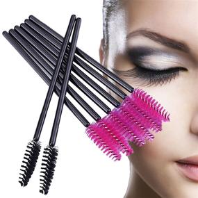 img 2 attached to GoWorth 200 PCS Disposable Eyelash Mascara Brushes: Rose Red & Black Makeup Brush Wands Applicator Kits