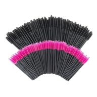 goworth 200 pcs disposable eyelash mascara brushes: rose red & black makeup brush wands applicator kits logo