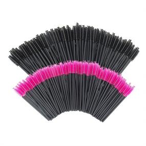 img 4 attached to GoWorth 200 PCS Disposable Eyelash Mascara Brushes: Rose Red & Black Makeup Brush Wands Applicator Kits