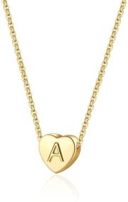 img 4 attached to 💕 Stylish 14K Gold Plated Dainty Heart Necklace for Women | A-Z Alphabet Pendant Necklace for Girls