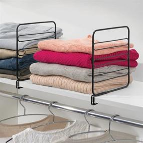 img 2 attached to mDesign Metal Closet Shelf Dividers: Versatile Storage & Organization in 4 Pack Black for Bedroom, Bathroom, Kitchen, & Office Shelves - Easy Install