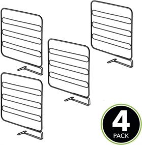 img 3 attached to mDesign Metal Closet Shelf Dividers: Versatile Storage & Organization in 4 Pack Black for Bedroom, Bathroom, Kitchen, & Office Shelves - Easy Install