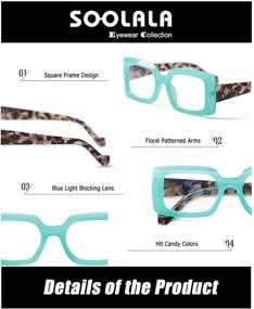 img 1 attached to 👓 Clear Vision and Stylish Protection: SOOLALA Hit Candy Colors Square Reading Glasses with Anti-Blue Light Lens Readers