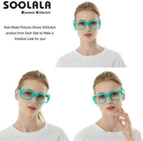 img 2 attached to 👓 Clear Vision and Stylish Protection: SOOLALA Hit Candy Colors Square Reading Glasses with Anti-Blue Light Lens Readers