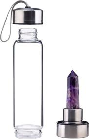 img 2 attached to 💎 Dreamy Amethyst Crystal Elixir Glass Water Bottle: Experience Healing and Energizing Powers with the Infused Obelisk Wand