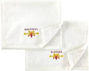 img 3 attached to 🌾 Exquisite Decorative Harvest Fingertip Towels: Luxuriously Embroidered Golden Wheat with Grateful and Blessed on Plush Ivory White, 2 Piece Set, 11" x 18" Inch (Thankful)