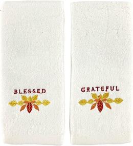 img 4 attached to 🌾 Exquisite Decorative Harvest Fingertip Towels: Luxuriously Embroidered Golden Wheat with Grateful and Blessed on Plush Ivory White, 2 Piece Set, 11" x 18" Inch (Thankful)