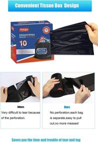 img 1 attached to 🗑️ Feiupe 10 Gallon Drawstring Trash Bag - Durable Garbage Bags for Clean Disposal, 0.9 Mil Thickness, Pack of 90 (Black, 10 Gallon Capacity)