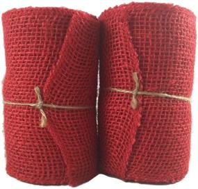 img 3 attached to Red Burlap Craft Ribbon Roll (5.5 in Wide x 15 Ft Long) - Pack of 2: Perfect for DIY Crafts and Decorations