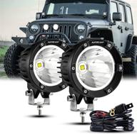 enhanced auxbeam 4 inch round driving lights, offroad led light pods 36w spot lights led work fog lights with wiring harness – perfect fit for jeep, truck, suv, motorcycle, and utv (white beam) logo
