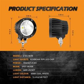 img 3 attached to Enhanced Auxbeam 4 Inch Round Driving Lights, Offroad LED Light Pods 36W Spot Lights LED Work Fog Lights with Wiring Harness – Perfect Fit for Jeep, Truck, SUV, Motorcycle, and UTV (White Beam)