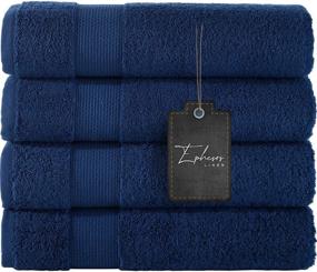 img 4 attached to 🛁 Ephesos Ephes Collection 27"x54" Bath Towels Set - Premium Quality, Ideal for Daily Bathroom Use, 100% Cotton (Navy Blue, Set of 4)