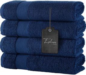 img 3 attached to 🛁 Ephesos Ephes Collection 27"x54" Bath Towels Set - Premium Quality, Ideal for Daily Bathroom Use, 100% Cotton (Navy Blue, Set of 4)