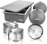 glacio ice cube molds - ultimate kit with jumbo square cube tray, lid, and 2 large sphere molds: perfect for chilling your drinks logo