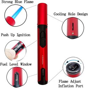 img 3 attached to 🔥 Butane Torch Lighter with Long Flexible Adjustable Pen for Weed Fireplace Kitchen BBQ Camping - Windproof Jet Flame Multipurpose Lighter for Men's Gifts - Red (Gas not Included)