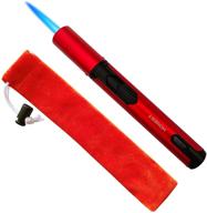 🔥 butane torch lighter with long flexible adjustable pen for weed fireplace kitchen bbq camping - windproof jet flame multipurpose lighter for men's gifts - red (gas not included) logo