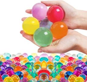 img 2 attached to 💧 YIQUDUO 100 Jumbo Water Beads: 30000 Non-Toxic Seawater & Rainbow Water Gel Beads - Arts and Crafts Supplies Kit