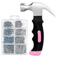 🔨 kurui 560pcs small nails assortment kit & pink 8oz small hammer set for easy picture hanging: mini pink hammer with hardware nails assorted set, 280 wall nails & 280 finishing nails logo