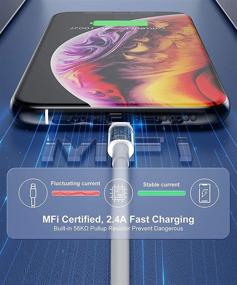 img 3 attached to Сертифицированный Apple MFi зарядник для iPhone: кабель Lightning на USB длиной 6 футов с быстрой зарядкой и синхронизацией - в комплекте адаптер для iPhone 12/11/SE 2020/XS/XR/X/8 7 6, iPad