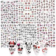 mickey & minnie mouse designer nail art stickers: 3d self adhesive decals for diy nail designs (6 pcs) logo