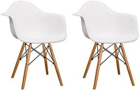 img 1 attached to Set of 2 Mid Century Modern Paris Tower Dining Arm Chairs with Wood Legs in White by Mod Made