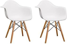 img 2 attached to Set of 2 Mid Century Modern Paris Tower Dining Arm Chairs with Wood Legs in White by Mod Made