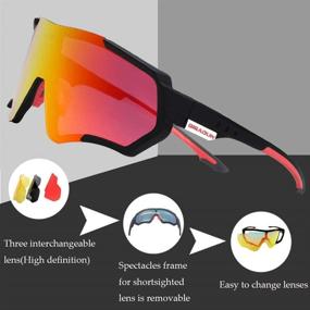 img 3 attached to 🕶️ Polarized Sports Sunglasses Cycling Glasses with 3 Interchangeable Lenses - Ideal for Cycling, Baseball, Fishing, Skiing, Running, Golf