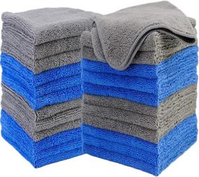 img 4 attached to 🏠 ProHomTex Microfiber Cleaning Towels: Set of 24 for House, Office & Auto - Dark Grey & Dark Blue (12" x 12")