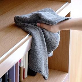 img 2 attached to 🏠 ProHomTex Microfiber Cleaning Towels: Set of 24 for House, Office & Auto - Dark Grey & Dark Blue (12" x 12")