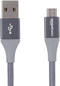 img 4 attached to 🔌AmazonBasics Двойной плетеный нейлон USB 2.0 A кабель до Micro B, 1 фут - темно-серый