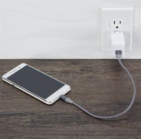 img 2 attached to 🔌AmazonBasics Двойной плетеный нейлон USB 2.0 A кабель до Micro B, 1 фут - темно-серый