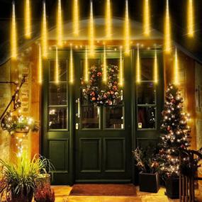 img 3 attached to Meteor Shower Rain Lights: Mesmerizing Outdoor Christmas Decorations with Snow Falling Effect – Waterproof LED Lights for Tree, Garden, Wedding Party, Holiday (12 Inch, 8 Tube, 192 LED, Warm White)