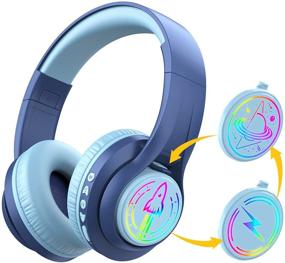 img 4 attached to 🎧 iClever TransNova: Colorful RGB Light Up Bluetooth Headphones with Replaceable Plates, 45H Playtime, Hi-Fi Stereo Sound - Volume Limited Over Ear Headphones for Kids/Teens (Blue)
