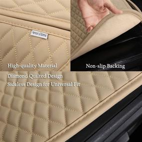 img 1 attached to 🚗 West Llama Pu Leather Car Seat Covers: Front Driver Seat Pad Mat and Rear Bench Cover, Beige - Universal Fit for 90% Vehicles