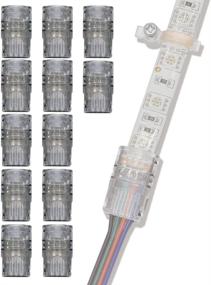 img 4 attached to 💡 GRIVER 4-контактный разъем LED для водонепроницаемой светодиодной ленты 5050 - Быстрое подключение ленты к проводу (Набор из 12 штук - 4-контактных разъема)