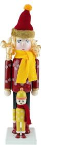 img 4 attached to 🎄 Clever Creations Traditional Wooden Nutcracker, 14 Inch Mother and Child design - Festive Christmas Décor, Ideal for Shelves and Tables