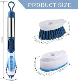 img 3 attached to 🧼 Stainless Steel Handle Soap Control Dish Brush SetSail - Soap Dispensing Dishwand Brush with 4 Additional Heads - Kitchen Scrub Brush for Pot, Pan, and Sink Cleaning