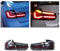 inginuity time led tail lights sequential indicator for 2012-2018 bmw f30 f35 f80 m3 start up animation rear lamp assembly (smoked) logo