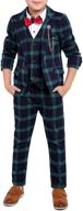 👔 yufan boys black red green gray coffee plaid suit - 3 piece set in sizes 2t-10 logo