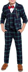 img 4 attached to 👔 YUFAN Boys Black Red Green Gray Coffee Plaid Suit - 3 Piece Set in Sizes 2T-10