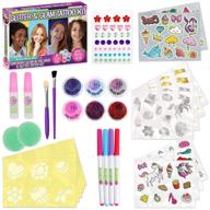✨ celebrate your inner sparkle with creative kids temporary body glitter tattoo kit - 150+ tattoos for girls, glitter art stencils, brushes, and glue: perfect birthday party craft gifts for girls teen tween ages 6+ logo