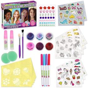 img 4 attached to ✨ Celebrate Your Inner Sparkle with Creative Kids Temporary Body Glitter Tattoo Kit - 150+ Tattoos for Girls, Glitter Art Stencils, Brushes, and Glue: Perfect Birthday Party Craft Gifts for Girls Teen Tween Ages 6+